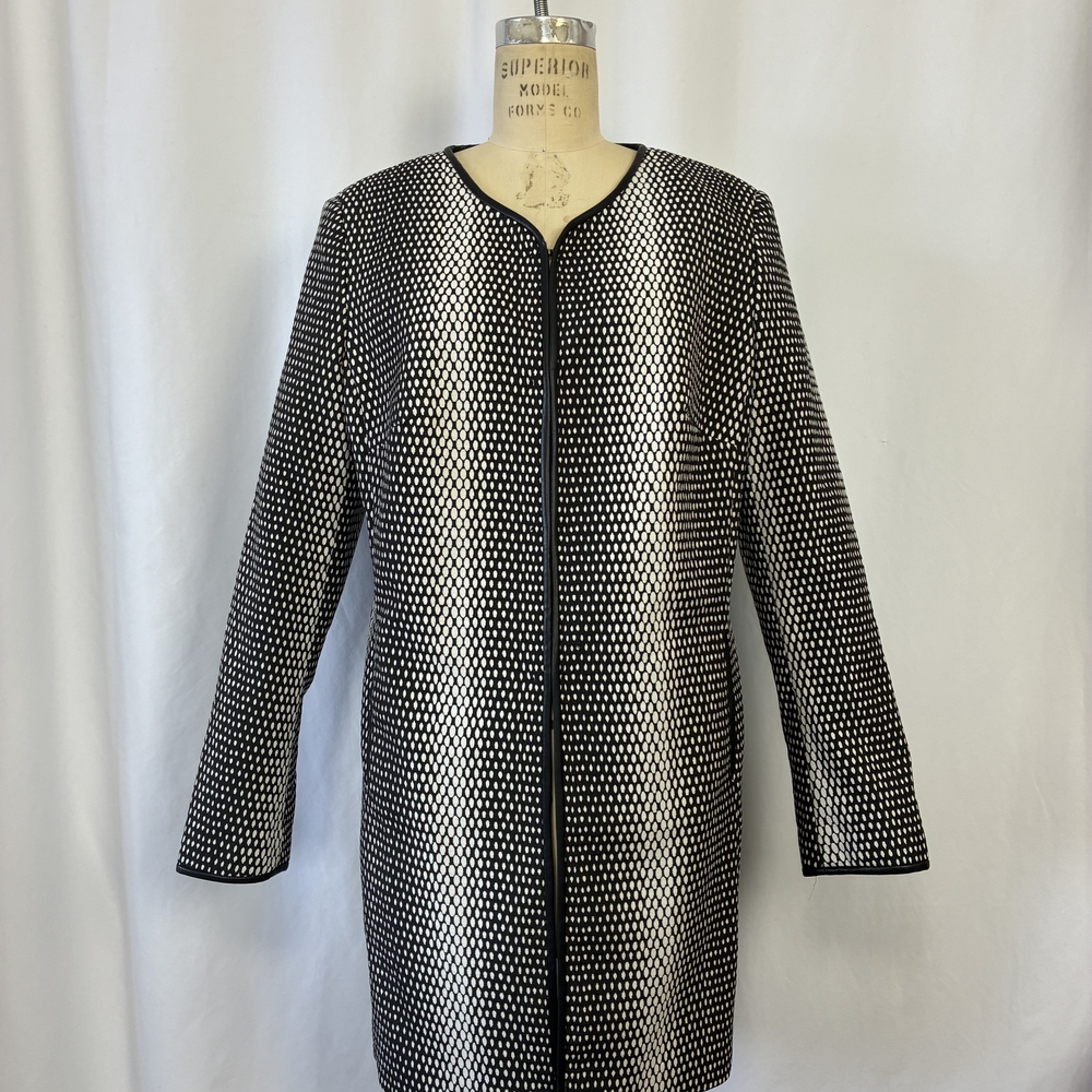 Chic Black and White Patterned Coat